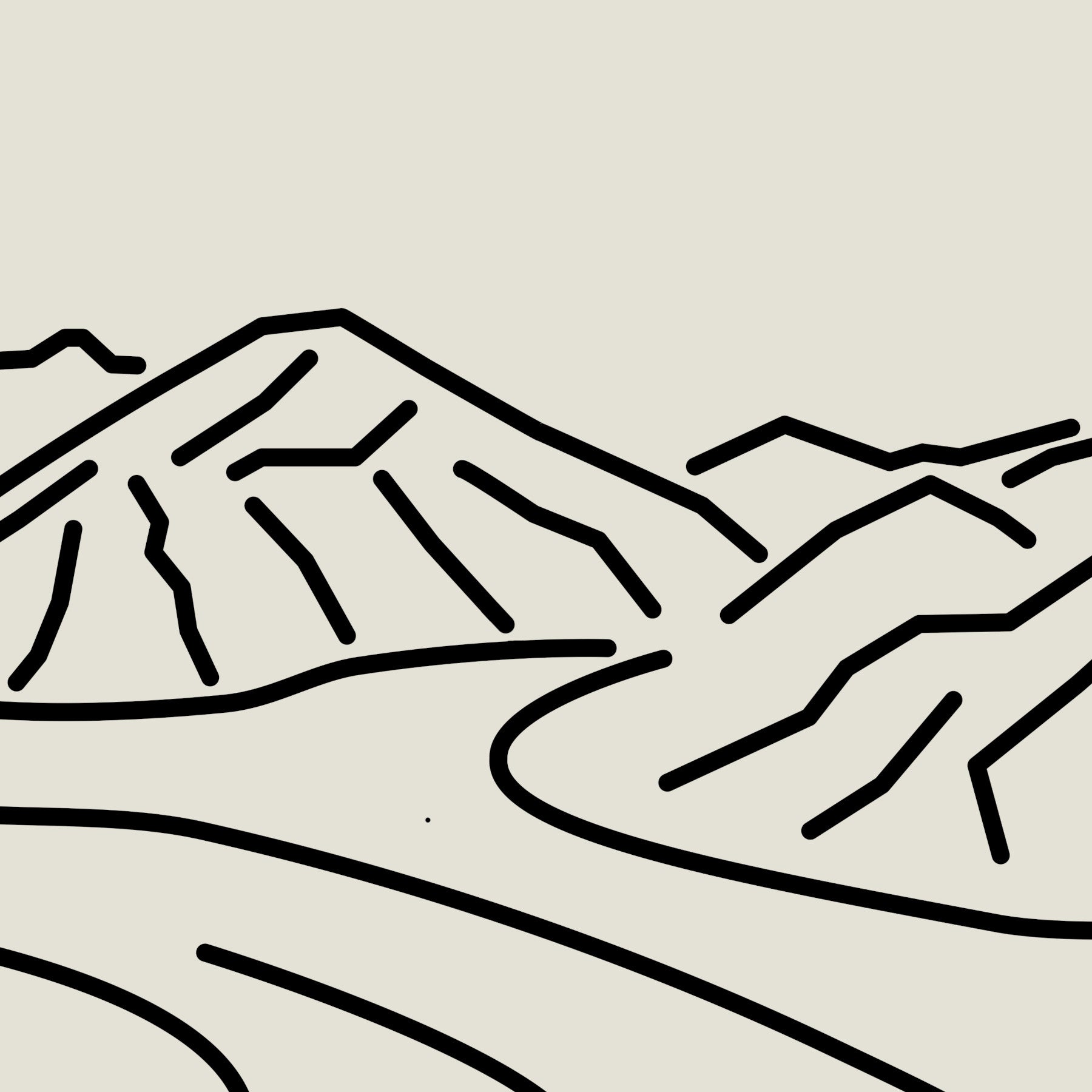 Rust en Kracht: Mount Logan Gletsjer Canada Lijntekening Poster Horizontaal
