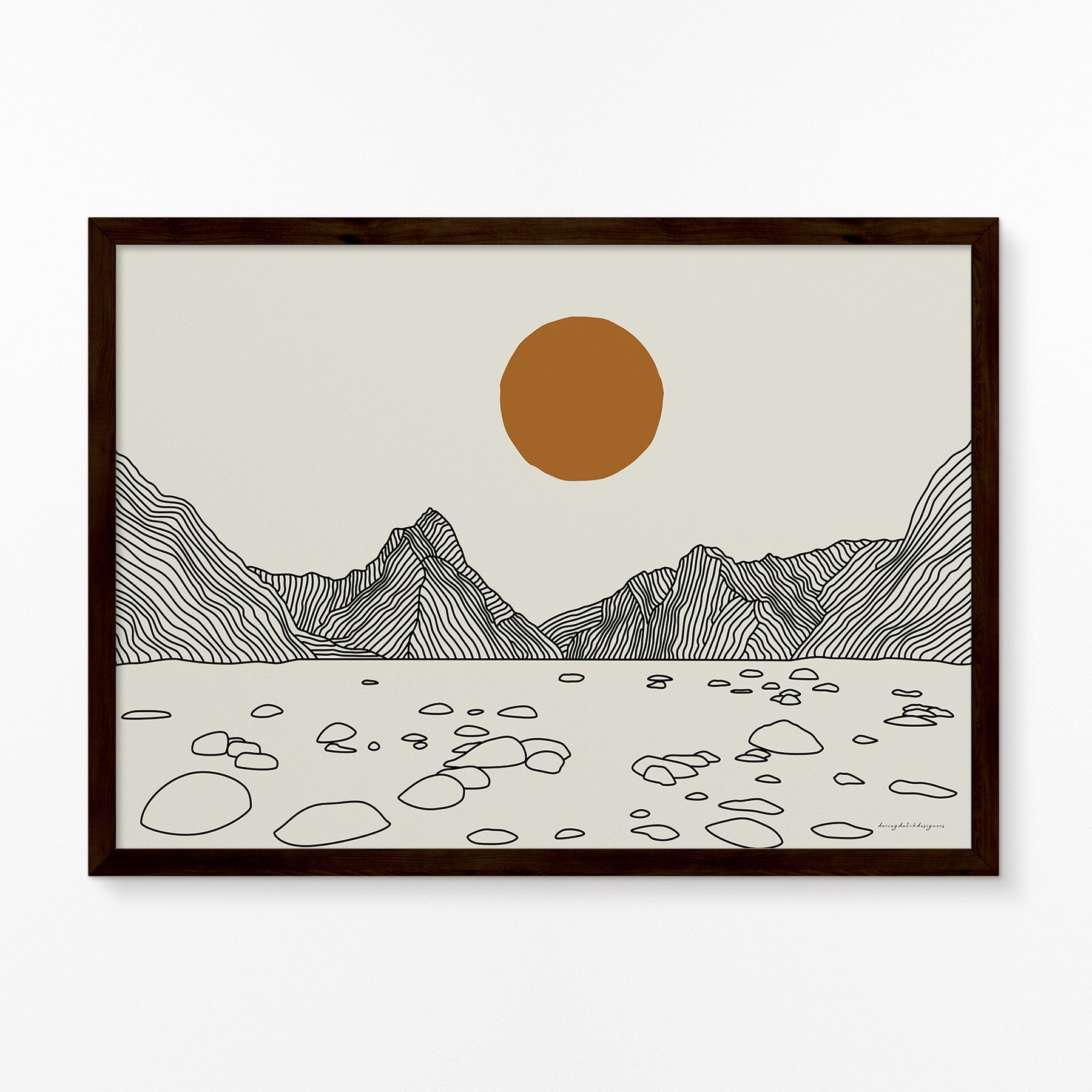 Poster Milford Sound Lijntekening Horizontaal: Magie in je Interieur