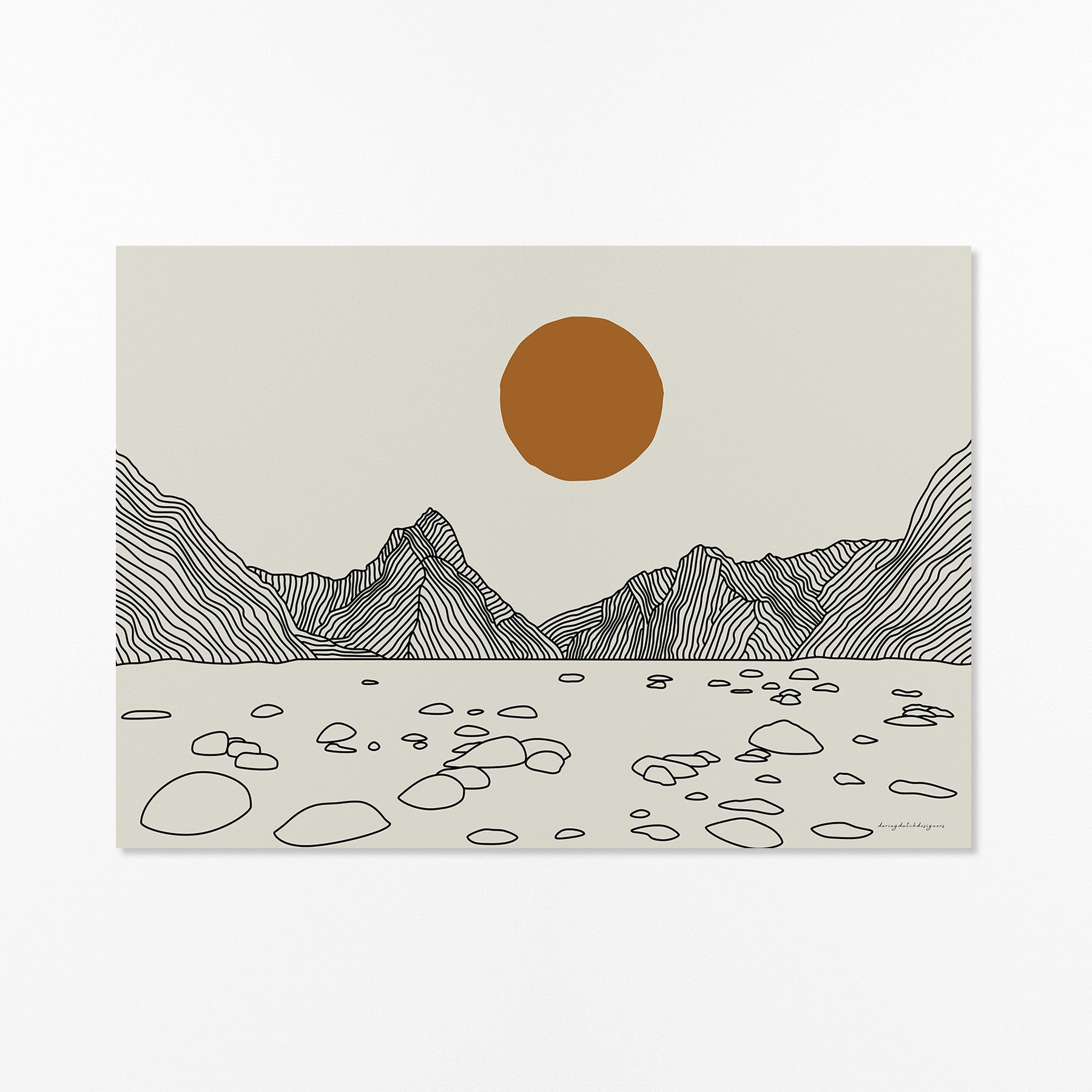 Poster Milford Sound Lijntekening Horizontaal: Magie in je Interieur