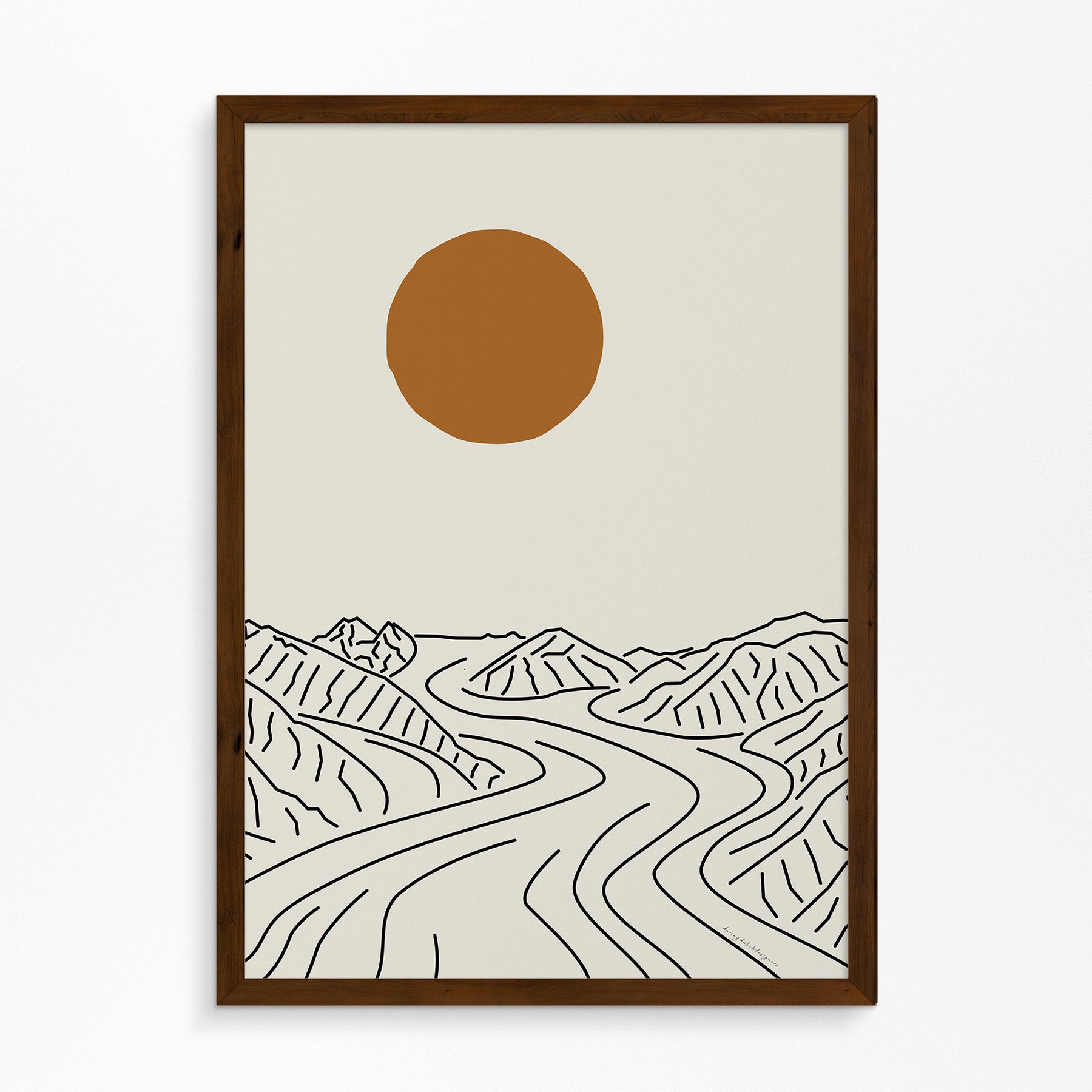 Natuur Poster: Lijntekening Mount Logan Gletsjer Canada