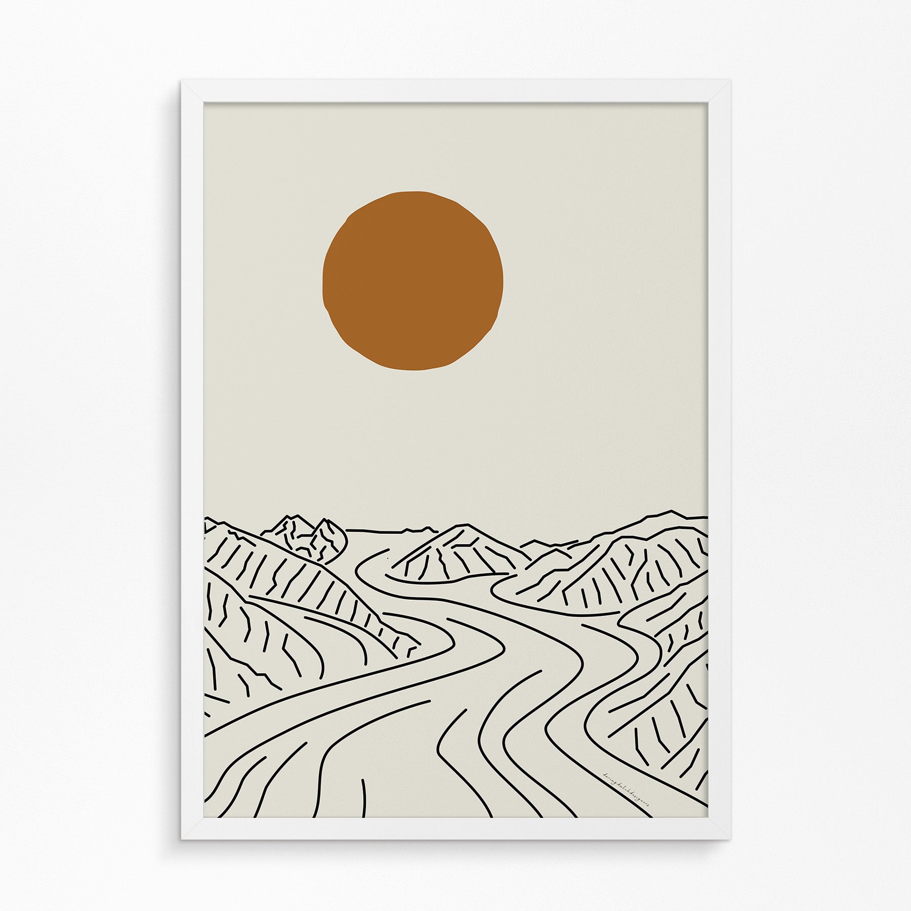 Natuur Poster: Lijntekening Mount Logan Gletsjer Canada