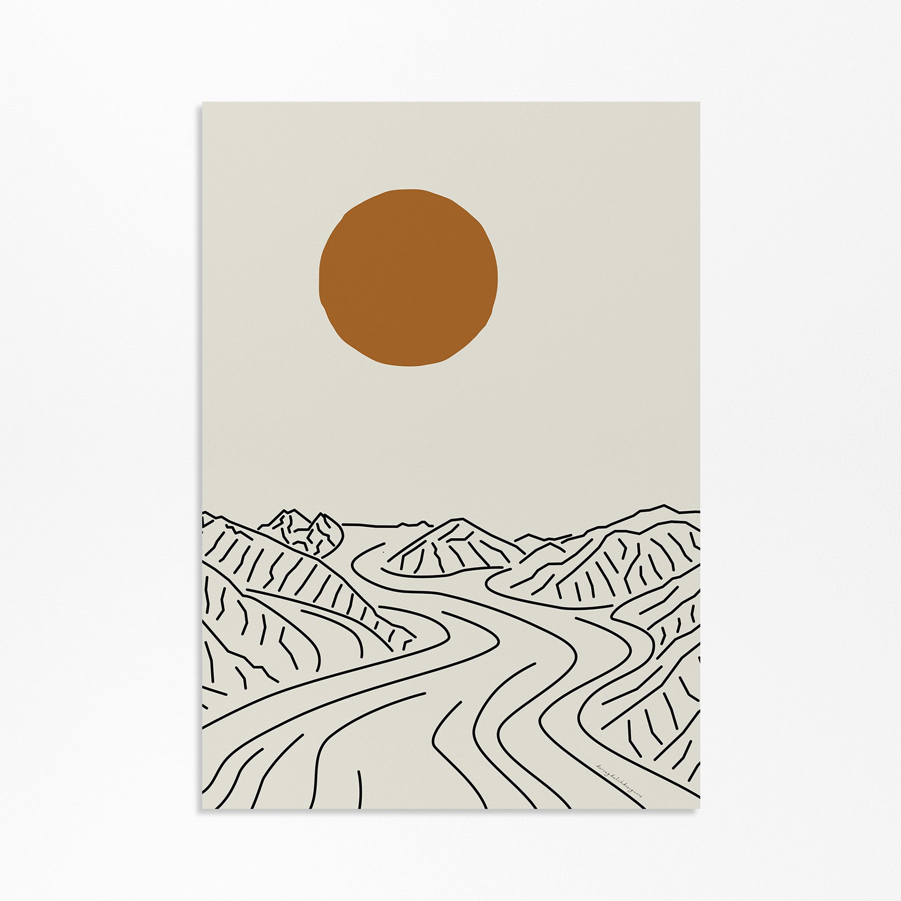 Natuur Poster: Lijntekening Mount Logan Gletsjer Canada