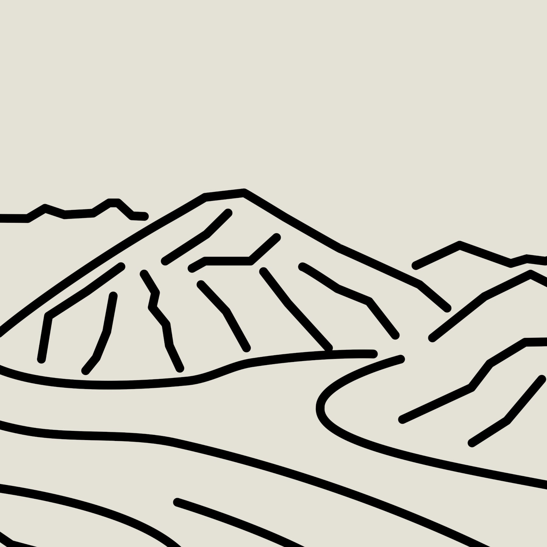 Natuur Poster: Lijntekening Mount Logan Gletsjer Canada