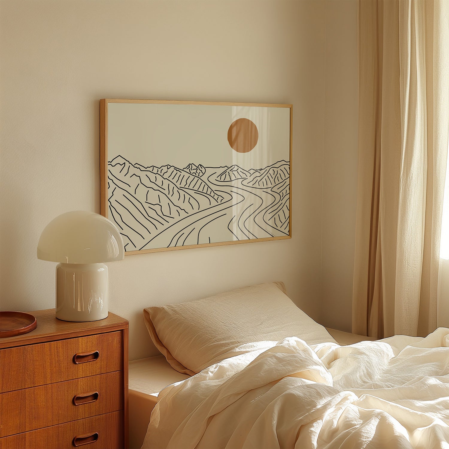 Rust en Kracht: Mount Logan Gletsjer Canada Lijntekening Poster Horizontaal