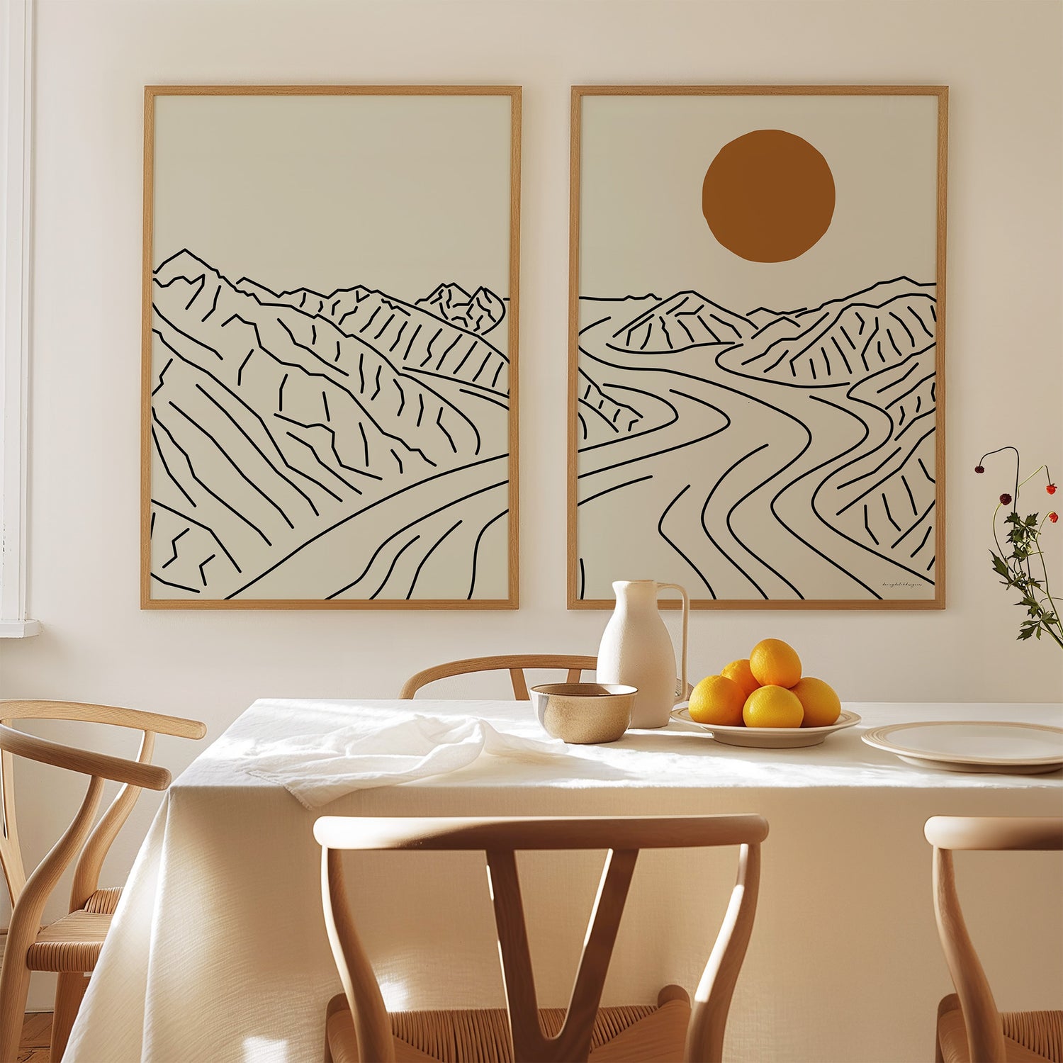 De Essentie van de Wildernis: Tweeluik Lijntekening Poster Mount Logan Gletsjer Canada