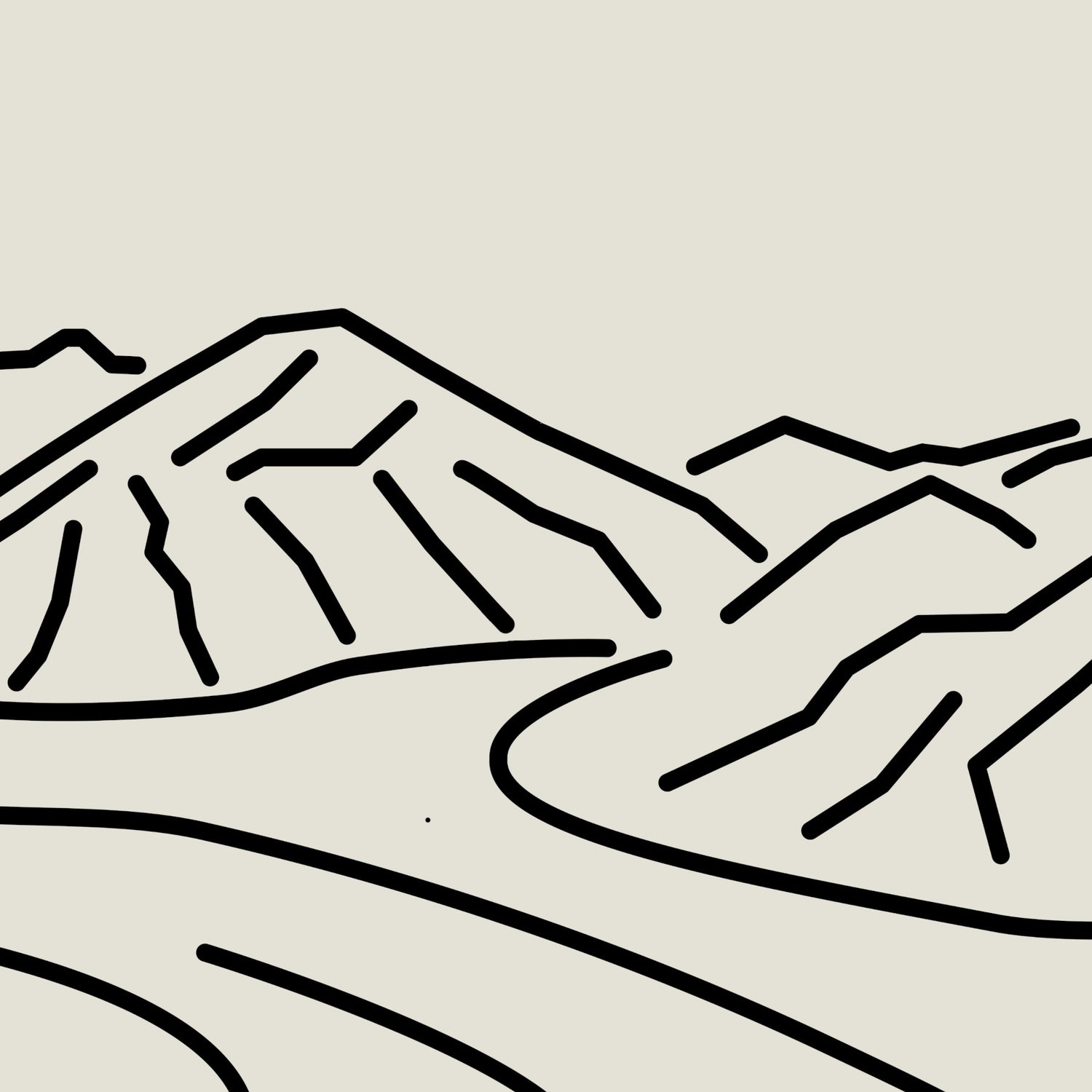 Rust en Kracht: Mount Logan Gletsjer Canada Lijntekening Poster Horizontaal