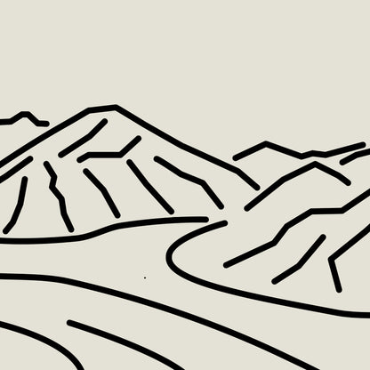 Rust en Kracht: Mount Logan Gletsjer Canada Lijntekening Poster Horizontaal