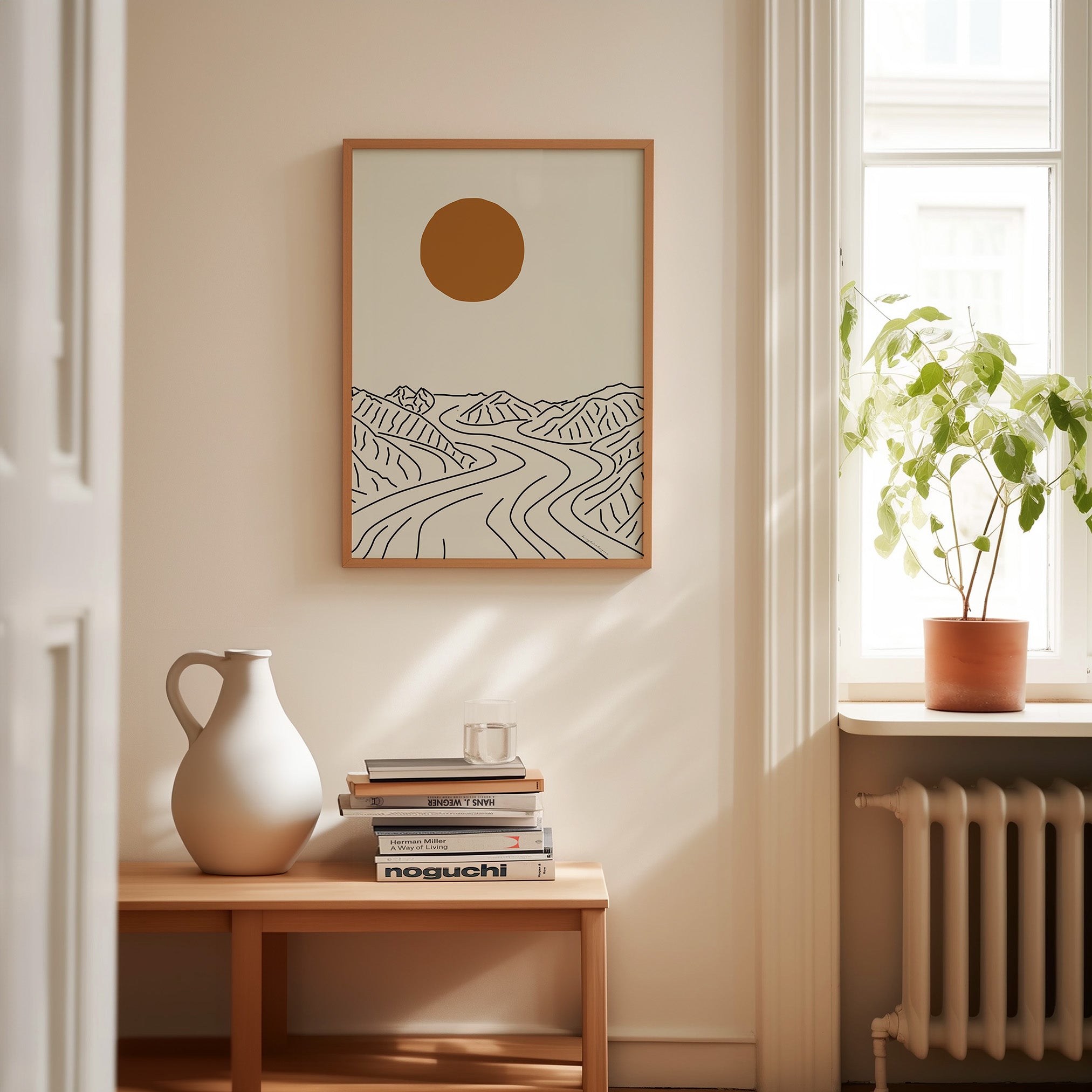 Natuur Poster: Lijntekening Mount Logan Gletsjer Canada