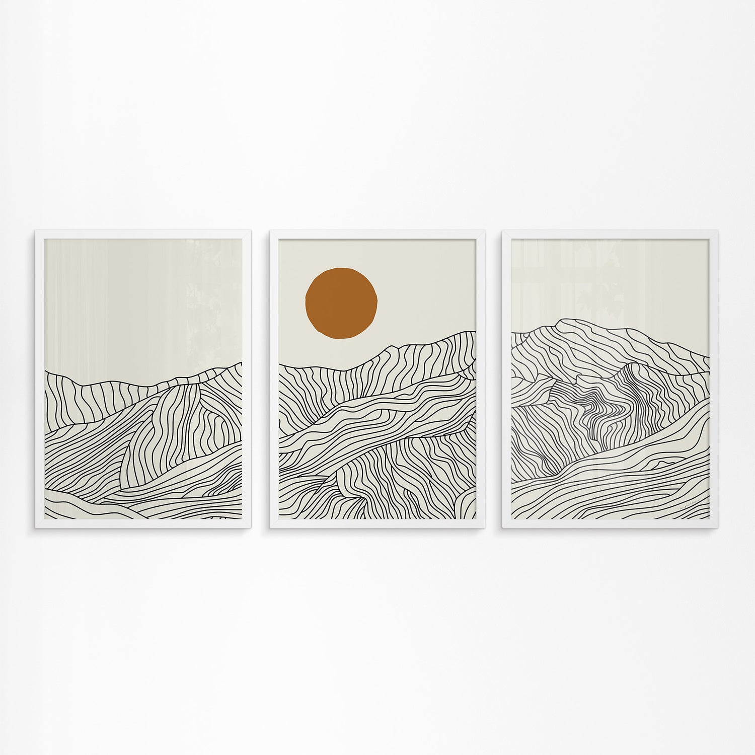 Droomreis naar Japan: Lijntekening Japanse Alpen Poster