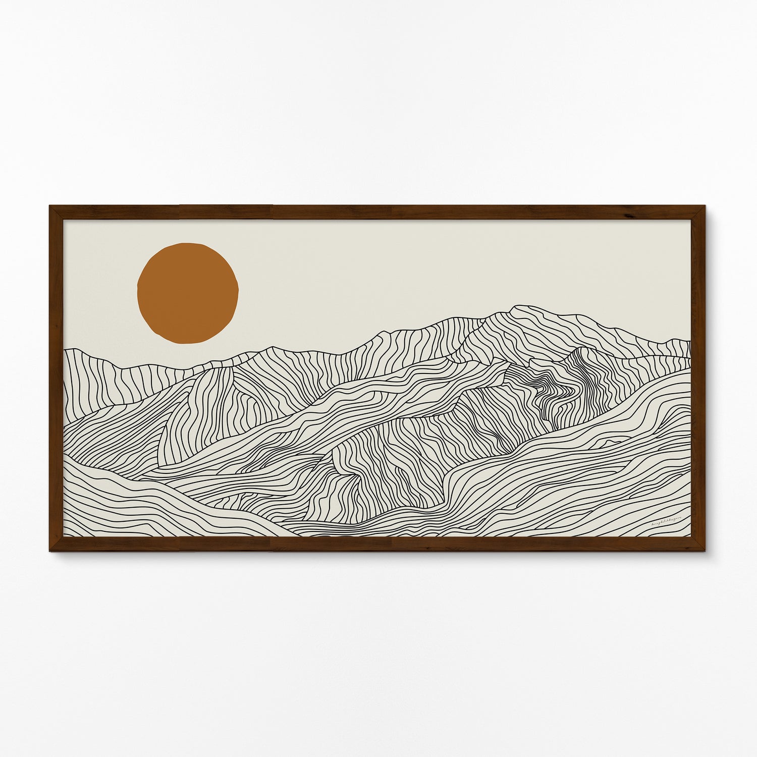 Droomreis naar Japan: Lijntekening Japanse Alpen Panorama Poster