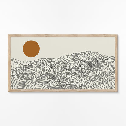 Droomreis naar Japan: Lijntekening Japanse Alpen Panorama Poster