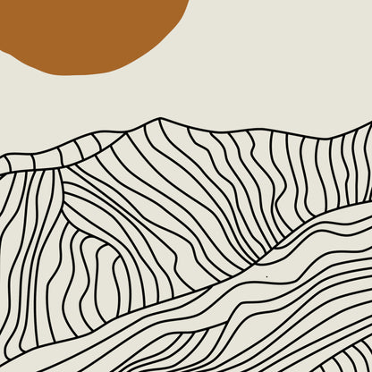 Lijntekening Poster Horizontaal: de Japanse Alpen bij Jouw Thuis