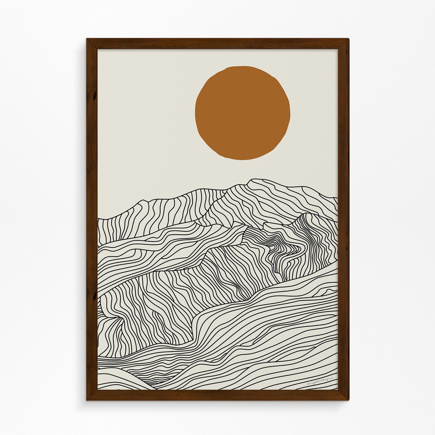 Droom Weg bij de Japanse Alpen: Lijntekening Poster