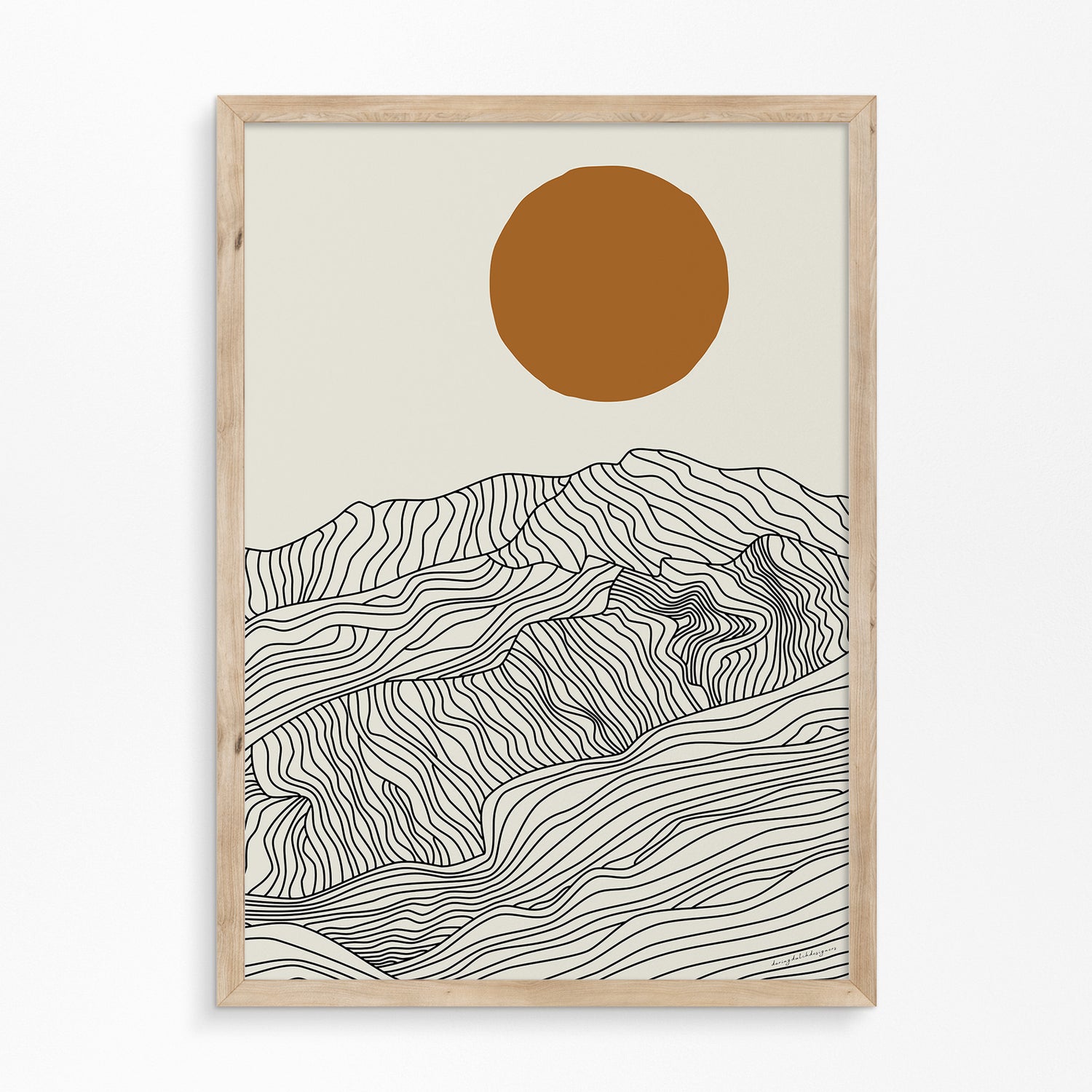 Droom Weg bij de Japanse Alpen: Lijntekening Poster