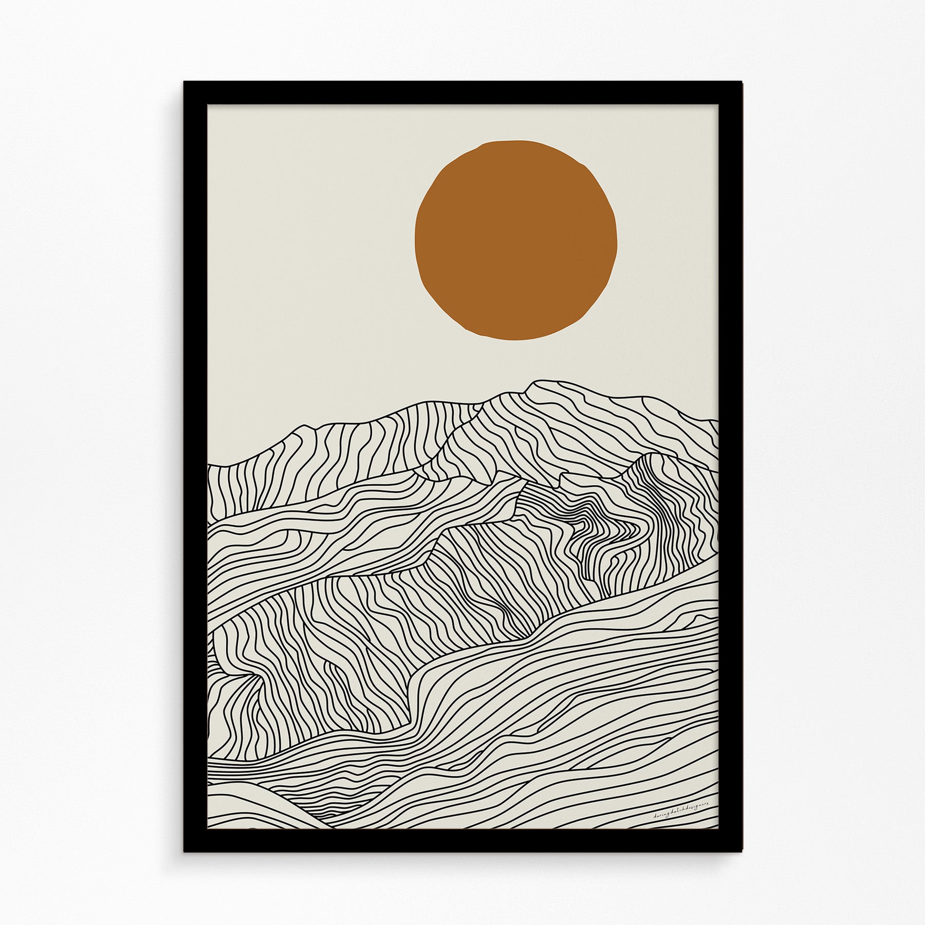 Droom Weg bij de Japanse Alpen: Lijntekening Poster