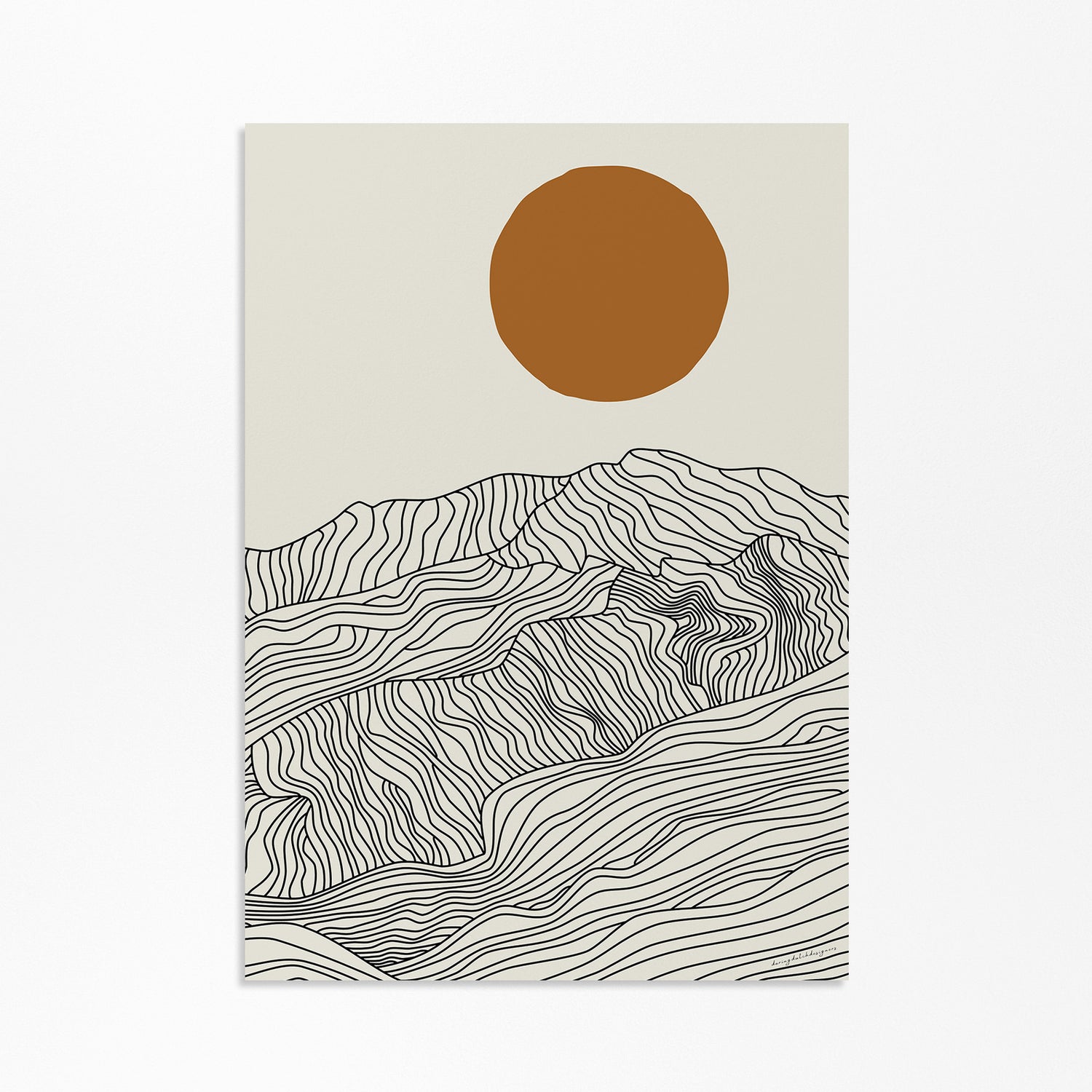 Droom Weg bij de Japanse Alpen: Lijntekening Poster