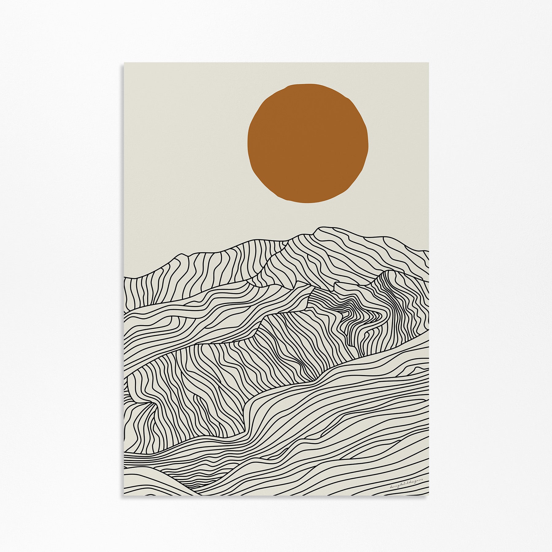 Droom Weg bij de Japanse Alpen: Lijntekening Poster