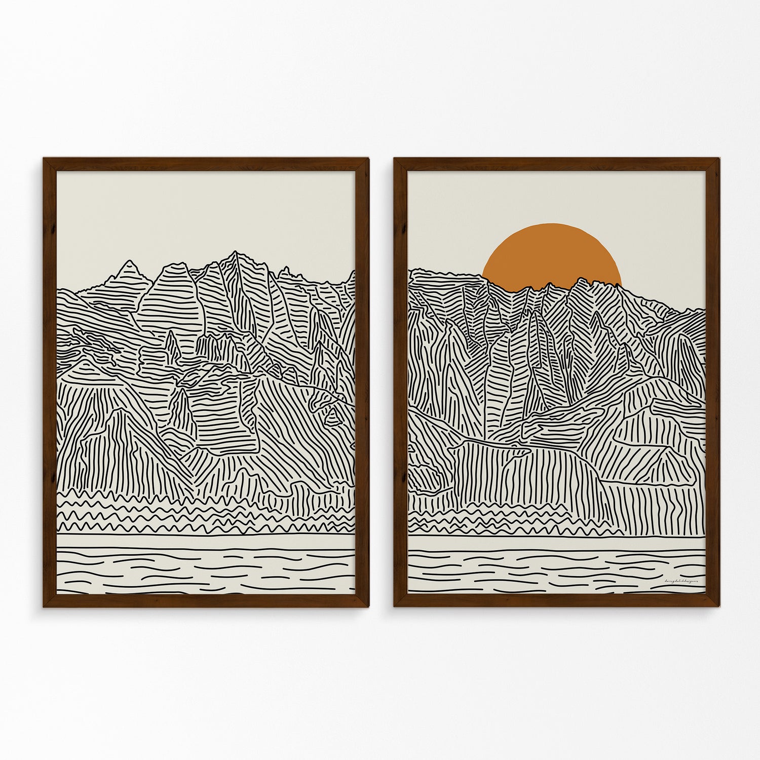 Kauai Hawaii Tweeluik Lijntekening Poster