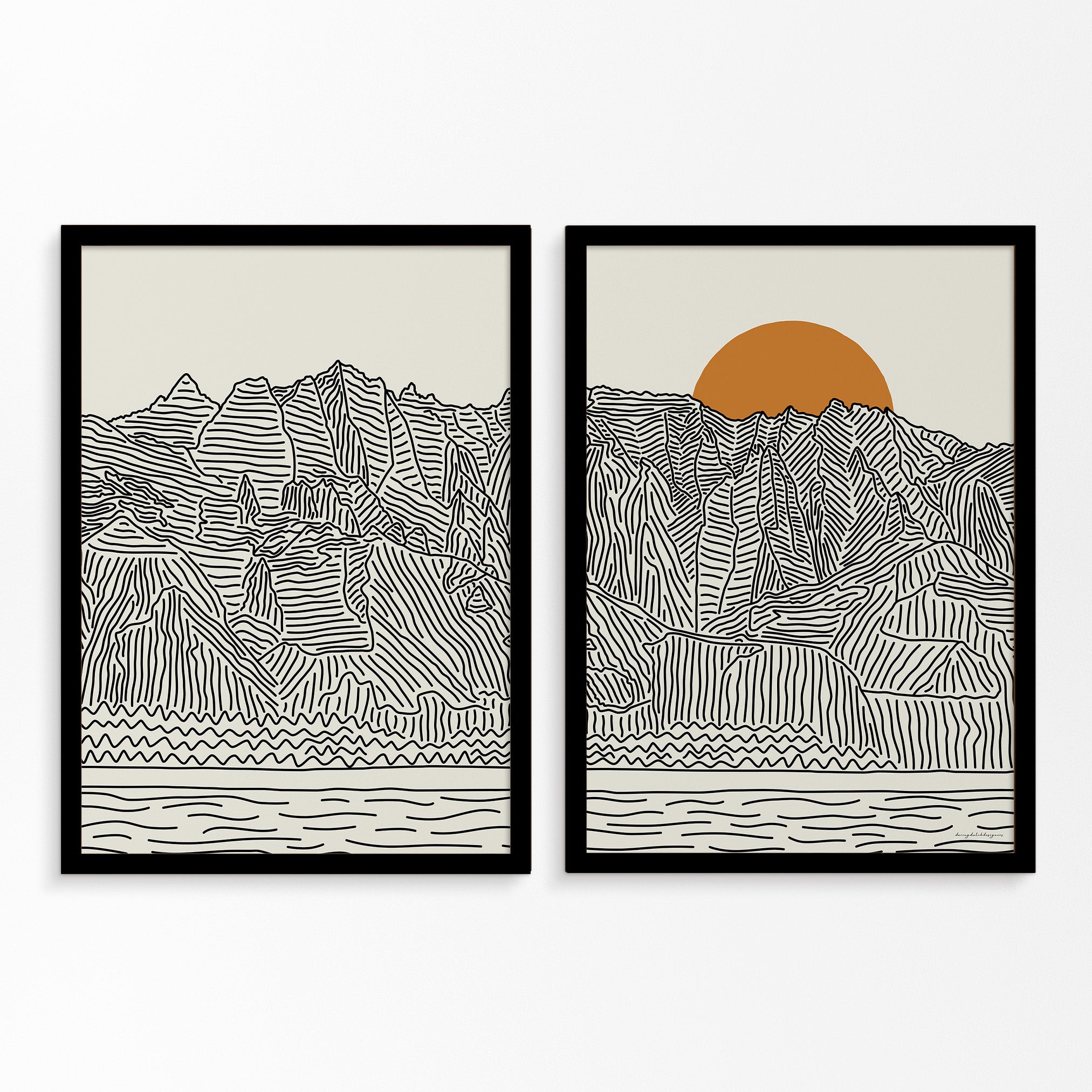 Kauai Hawaii Tweeluik Lijntekening Poster