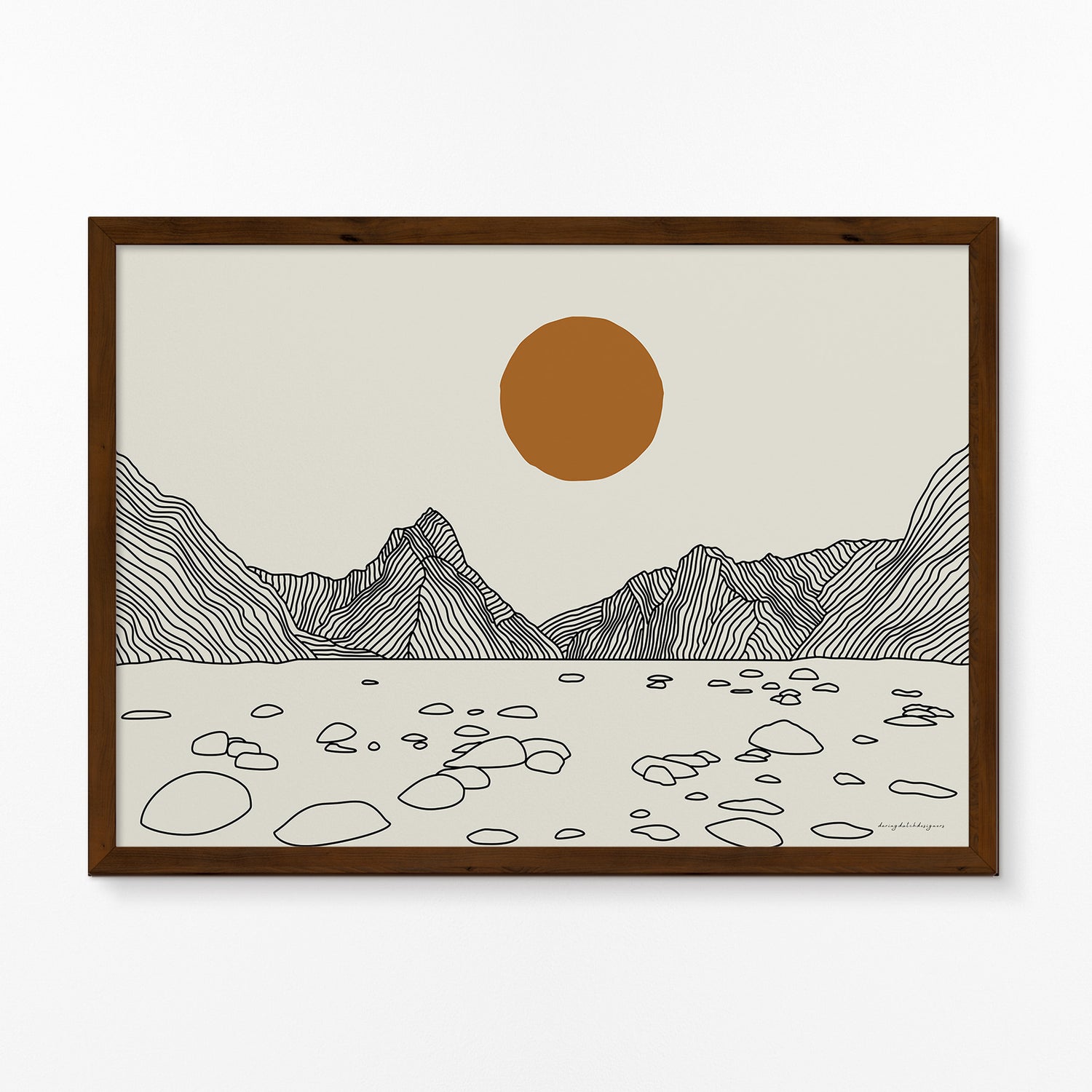 Poster Milford Sound Lijntekening Horizontaal: Magie in je Interieur