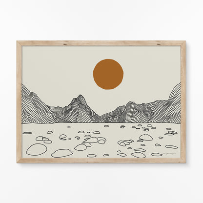 Poster Milford Sound Lijntekening Horizontaal: Magie in je Interieur