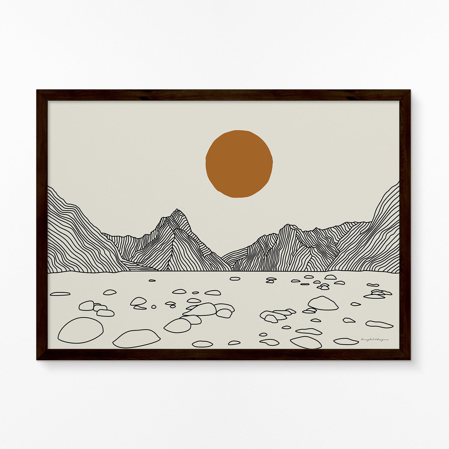 Poster Milford Sound Lijntekening Horizontaal: Magie in je Interieur