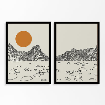 Tweeluik Lijntekening Poster: Milford Sound Nieuw-Zeeland