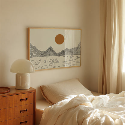 Poster Milford Sound Lijntekening Horizontaal: Magie in je Interieur