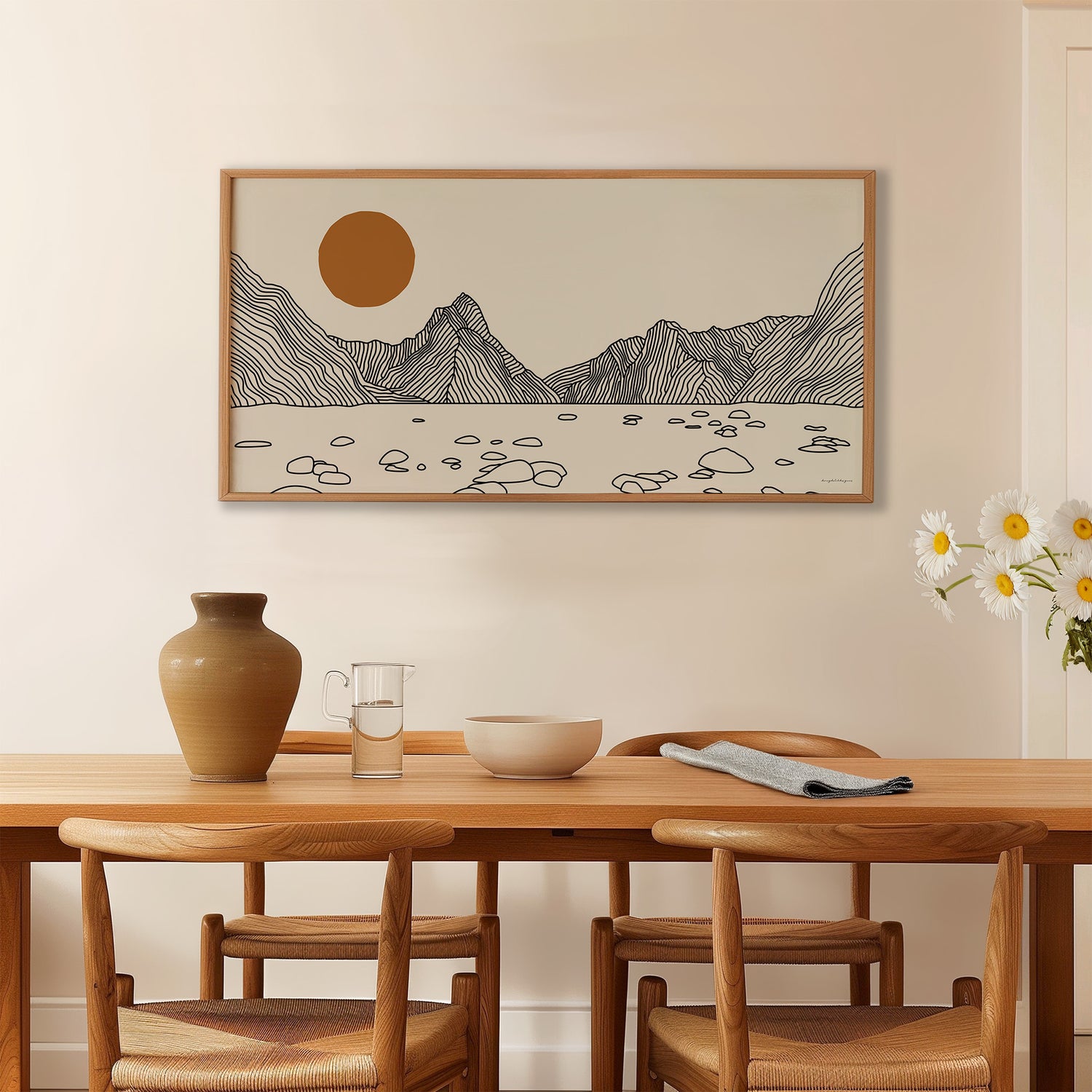 Milford Sound Nieuw-Zeeland: Lijntekening Panorama Poster