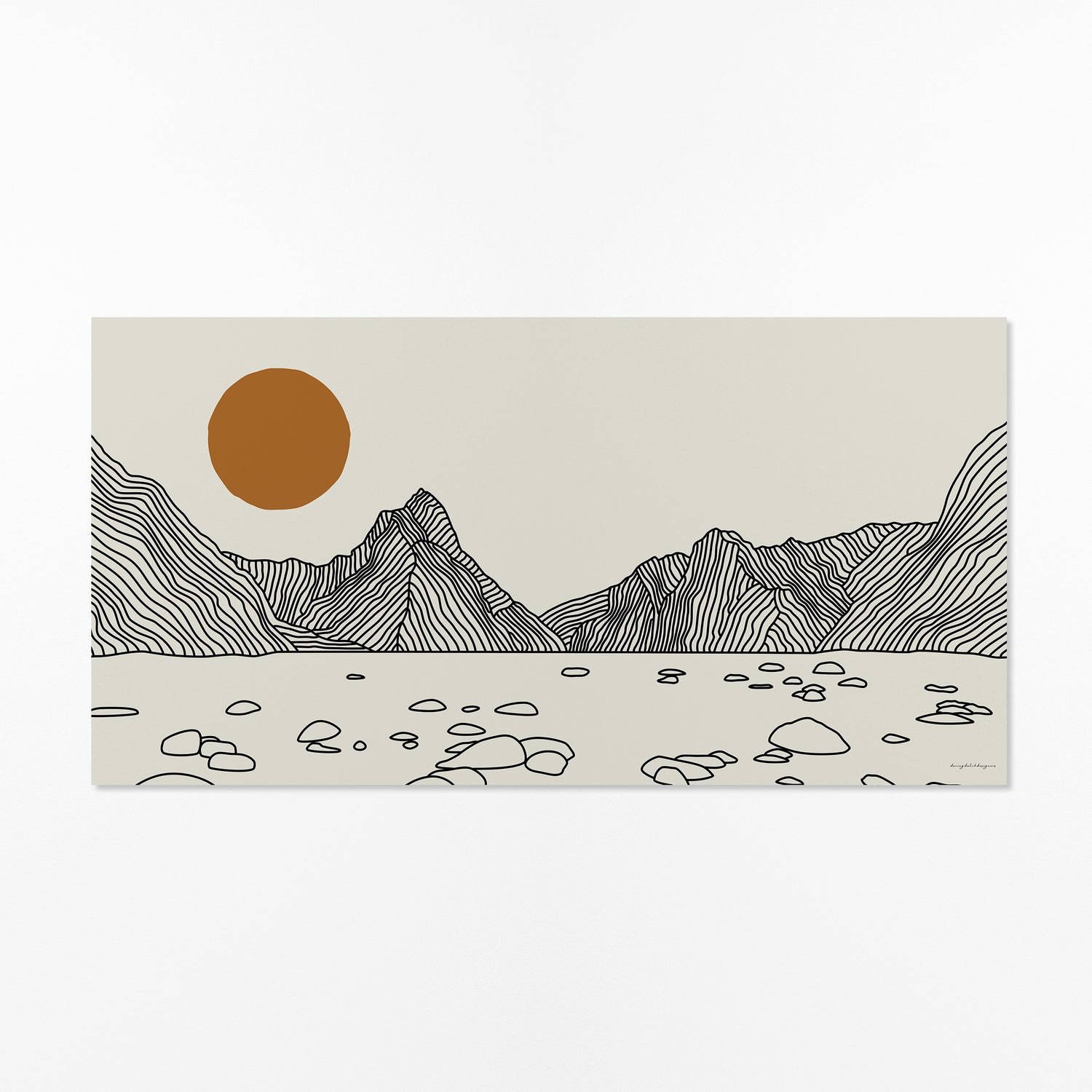 Milford Sound Nieuw-Zeeland: Lijntekening Panorama Poster