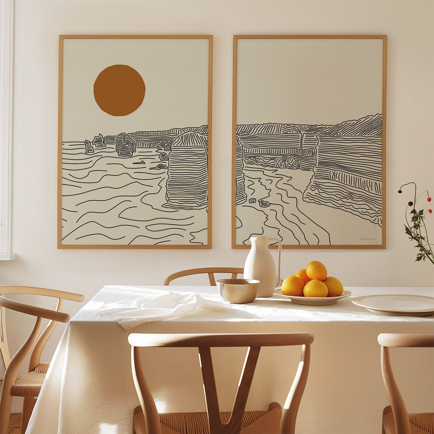 Tweeluik Lijntekening Poster: 12 Apostelen Australië