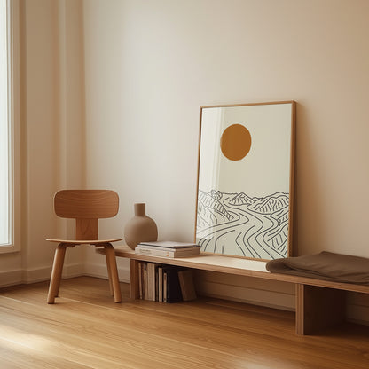 Natuur Poster: Lijntekening Mount Logan Gletsjer Canada