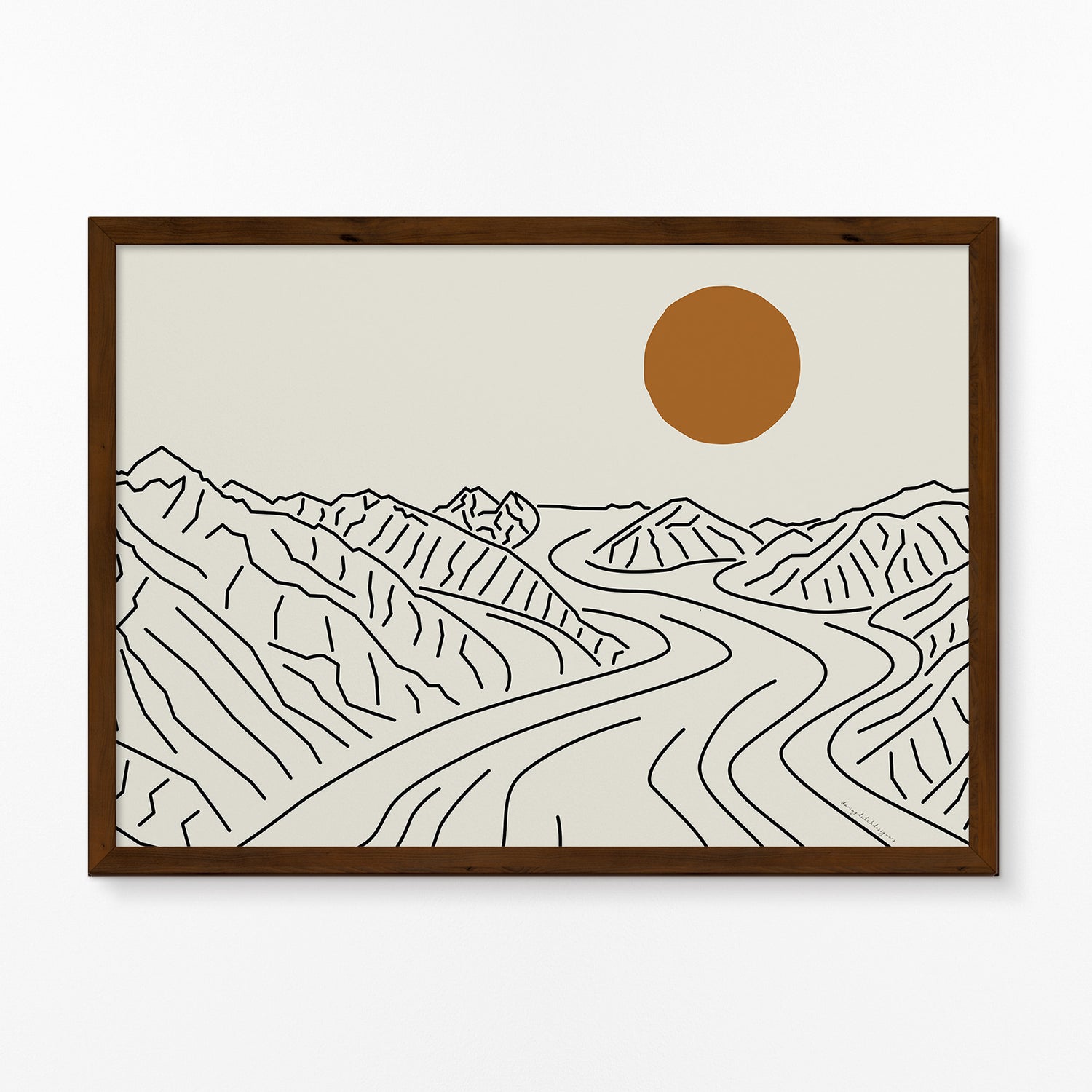 Rust en Kracht: Mount Logan Gletsjer Canada Lijntekening Poster Horizontaal