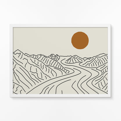 Rust en Kracht: Mount Logan Gletsjer Canada Lijntekening Poster Horizontaal