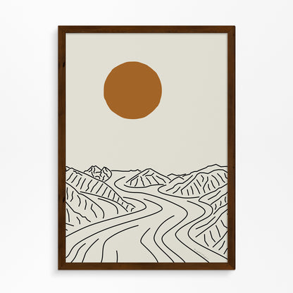 Natuur Poster: Lijntekening Mount Logan Gletsjer Canada