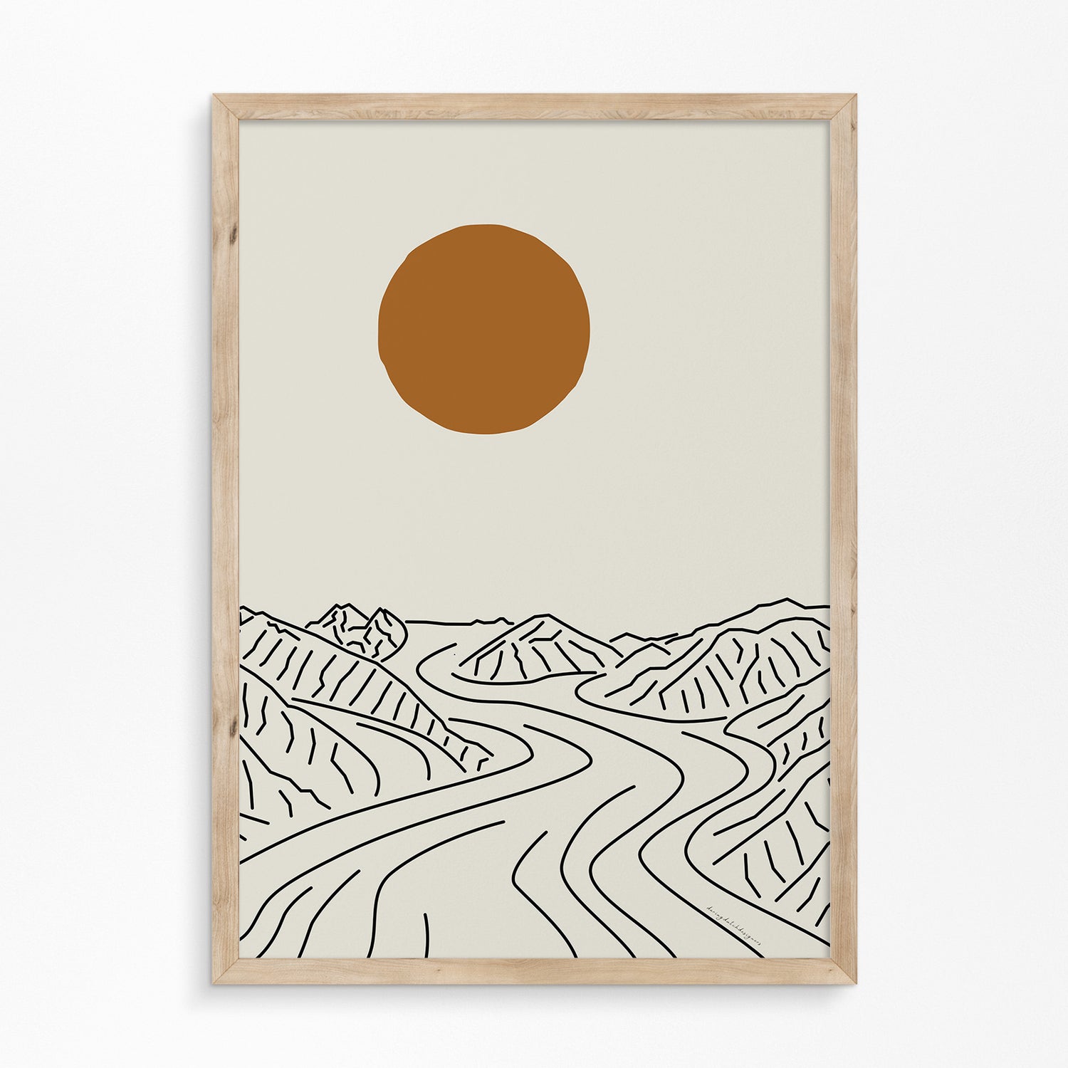 Natuur Poster: Lijntekening Mount Logan Gletsjer Canada