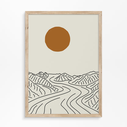 Natuur Poster: Lijntekening Mount Logan Gletsjer Canada