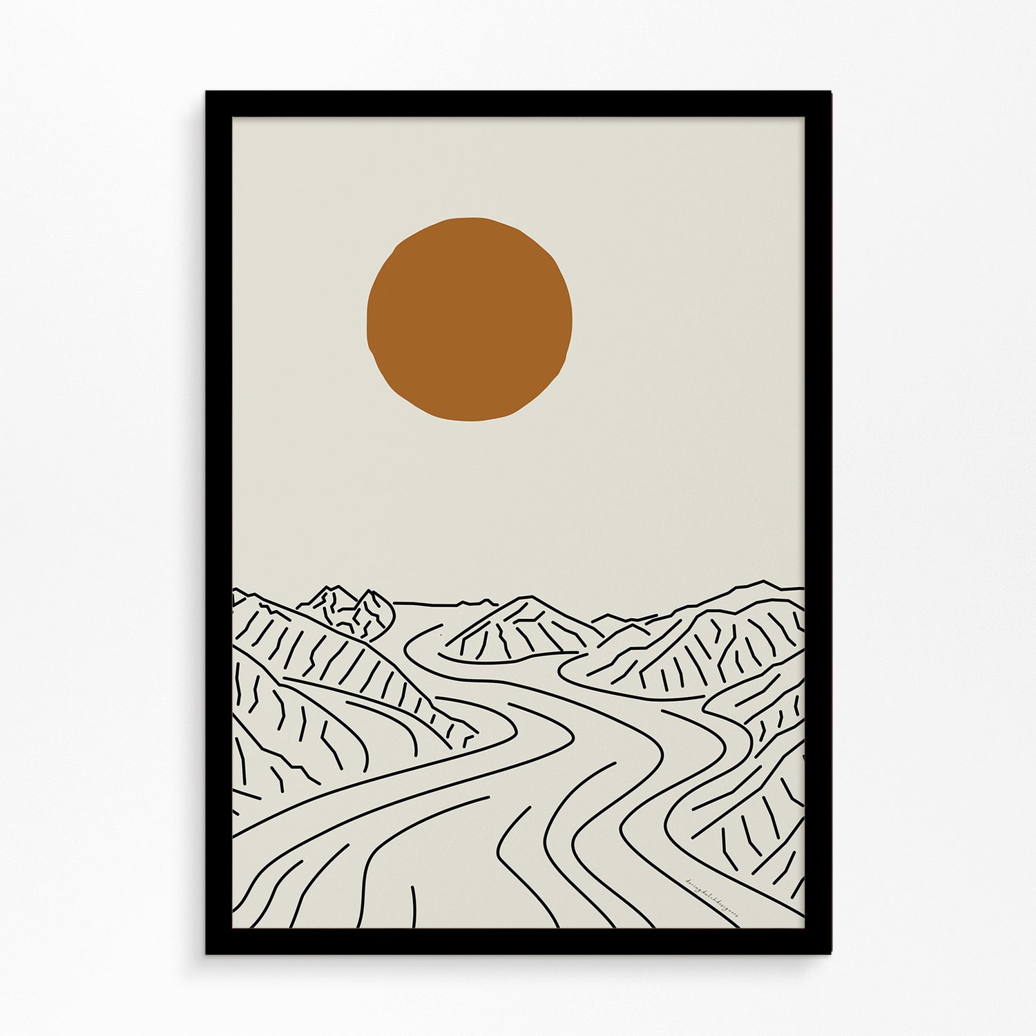 Natuur Poster: Lijntekening Mount Logan Gletsjer Canada