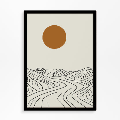 Natuur Poster: Lijntekening Mount Logan Gletsjer Canada