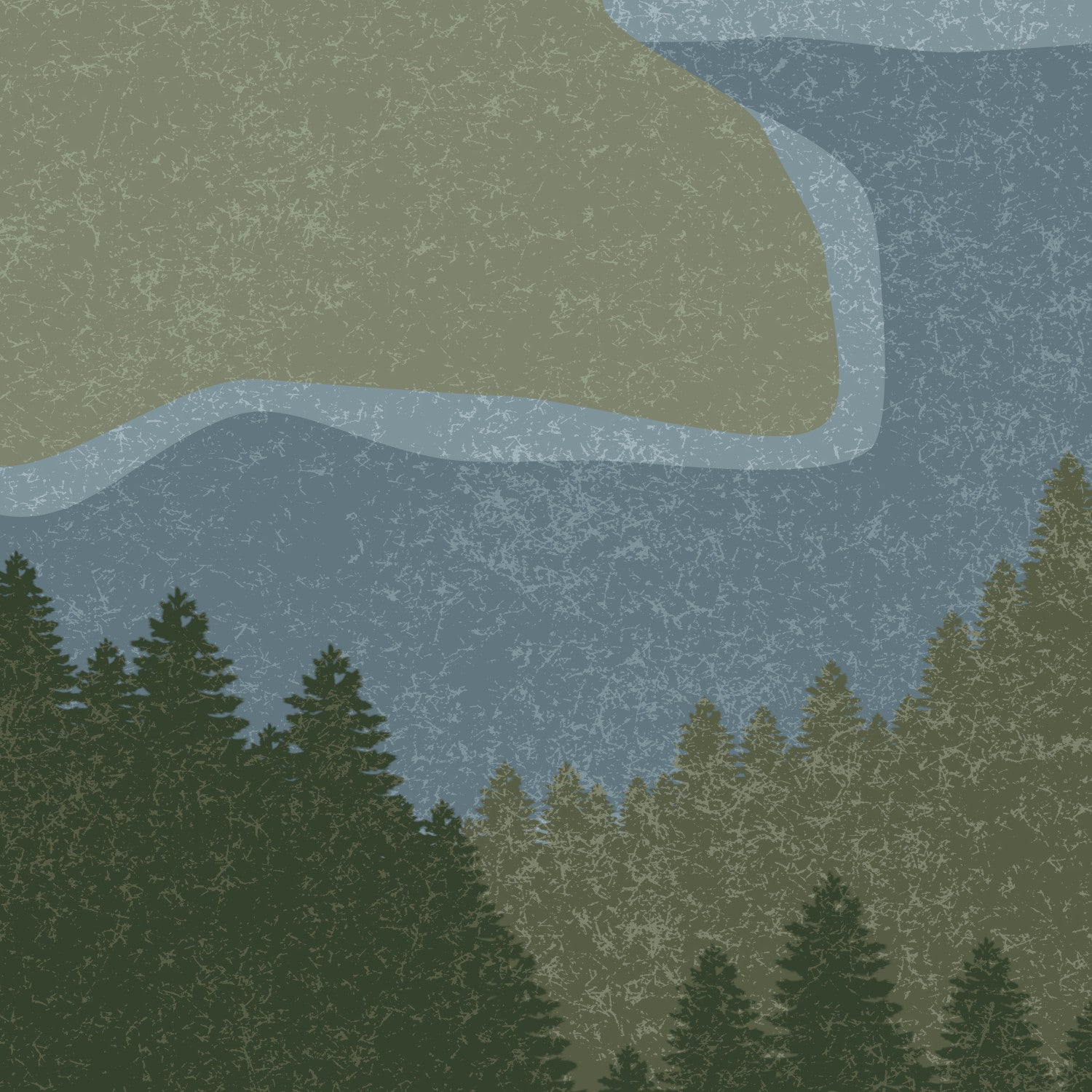 Drieluik Poster Vierkant: Helder Blauw en Ruige Bergen