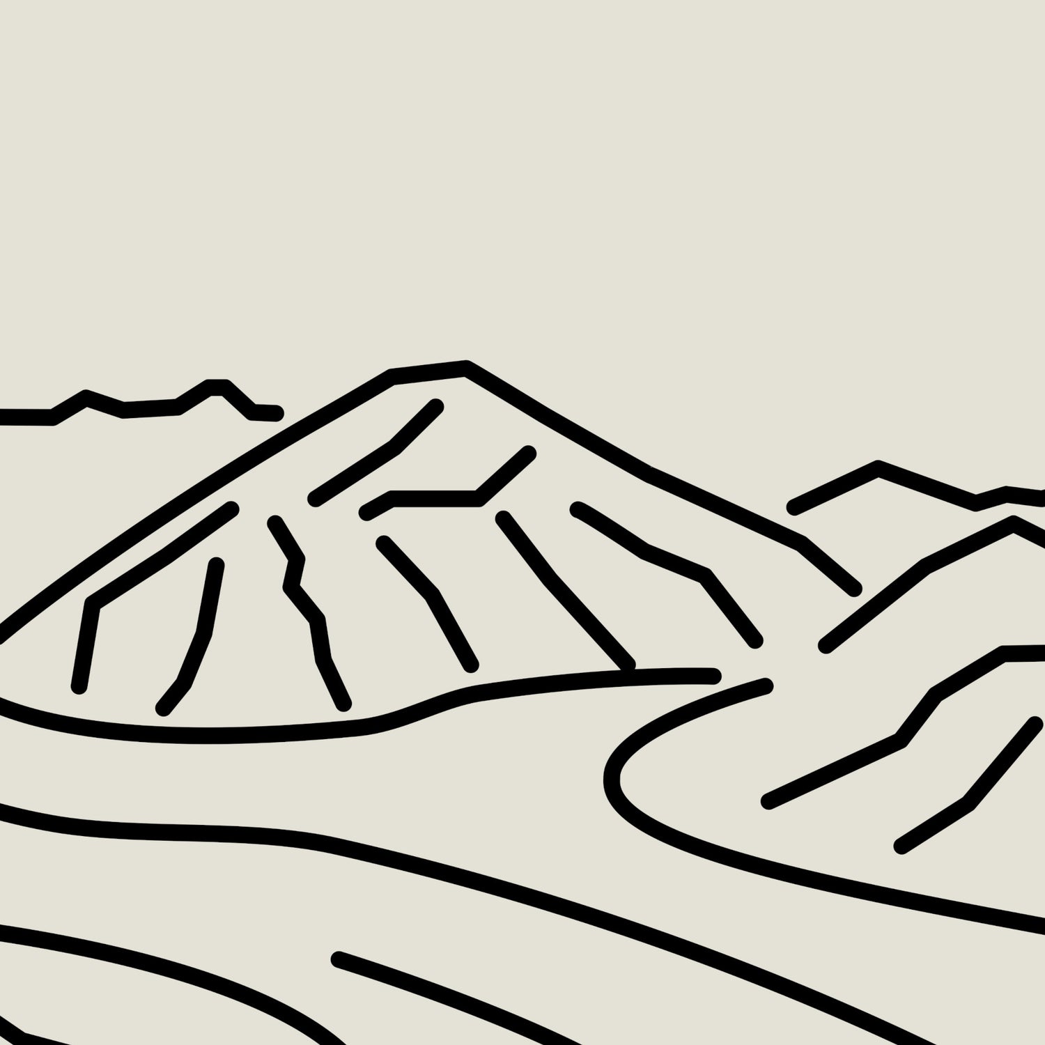 Natuur Poster: Lijntekening Mount Logan Gletsjer Canada
