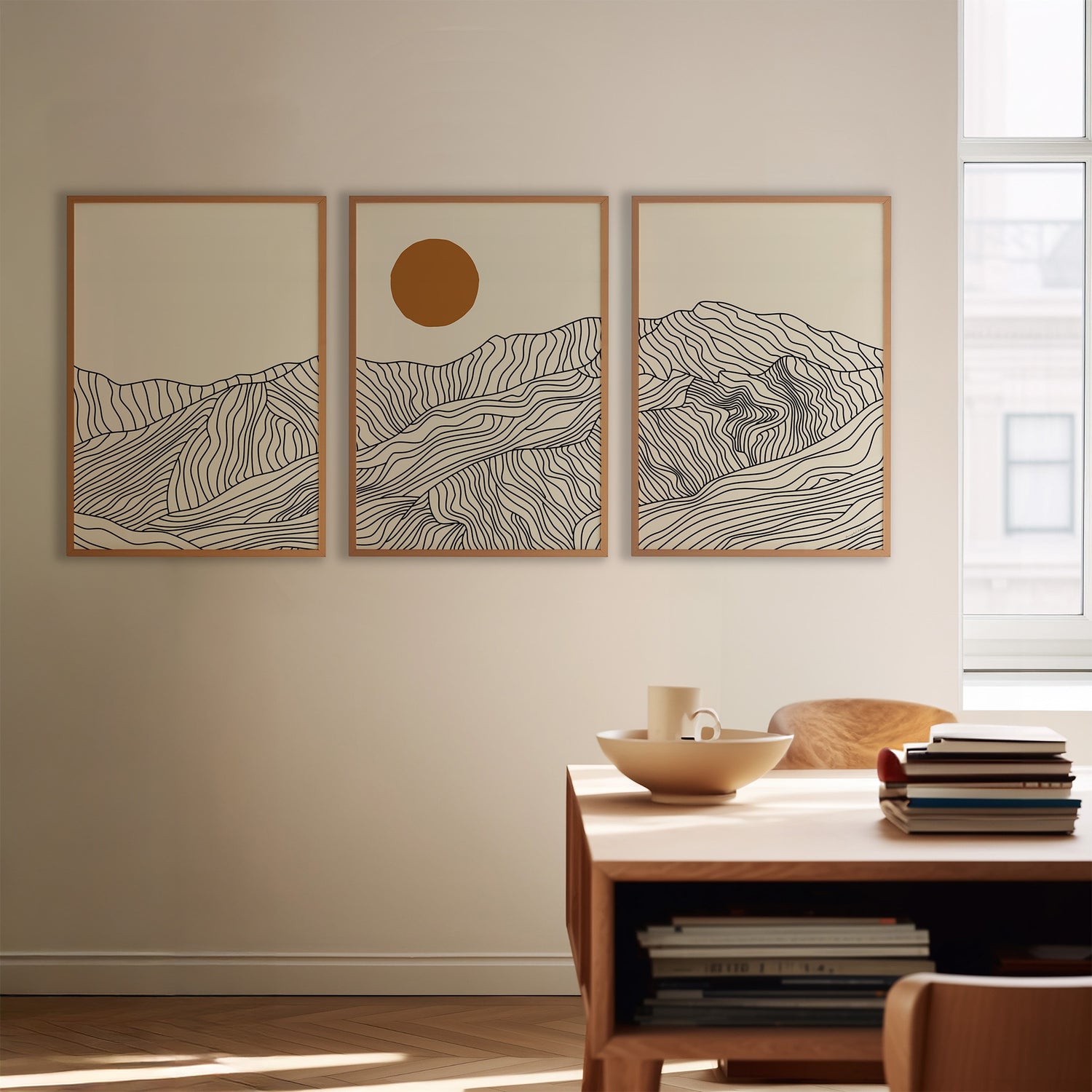 Droomreis naar Japan: Lijntekening Japanse Alpen Poster