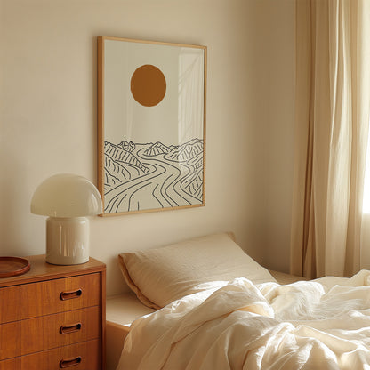 Natuur Poster: Lijntekening Mount Logan Gletsjer Canada