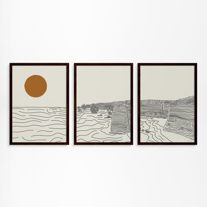 De 12 Apostelen Australië Drieluik Lijntekening Poster