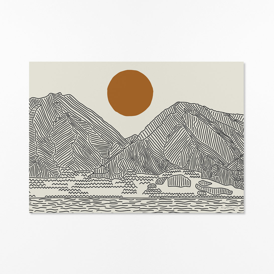 Terug naar Avontuur: Poster Horizontaal Lijntekening Maui Hawaii