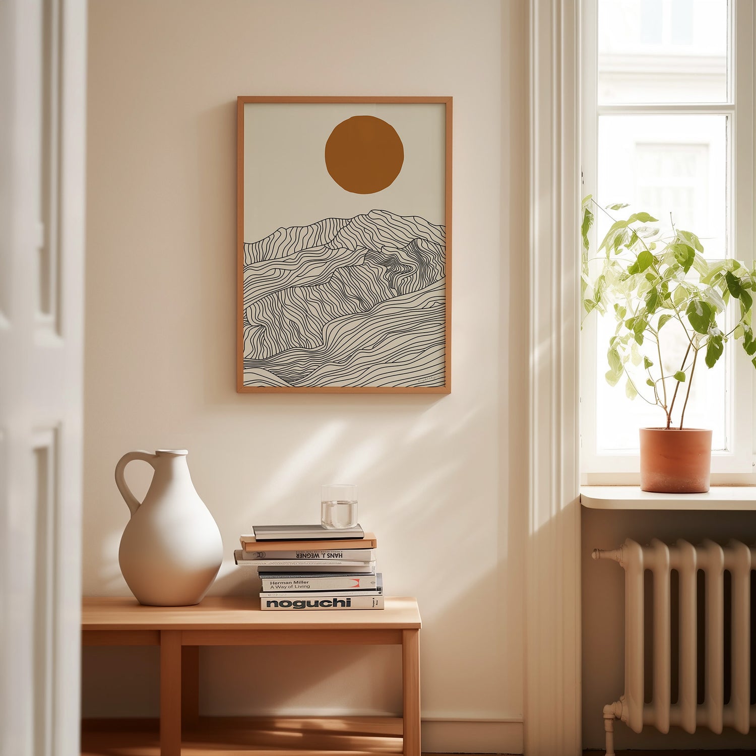 Droom Weg bij de Japanse Alpen: Lijntekening Poster