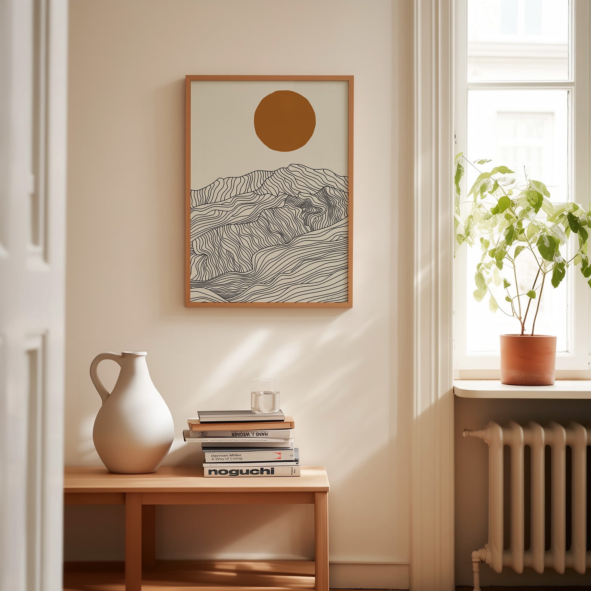 Droom Weg bij de Japanse Alpen: Lijntekening Poster