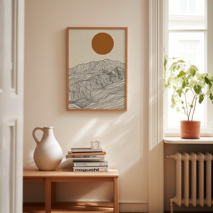 Droom Weg bij de Japanse Alpen: Lijntekening Poster